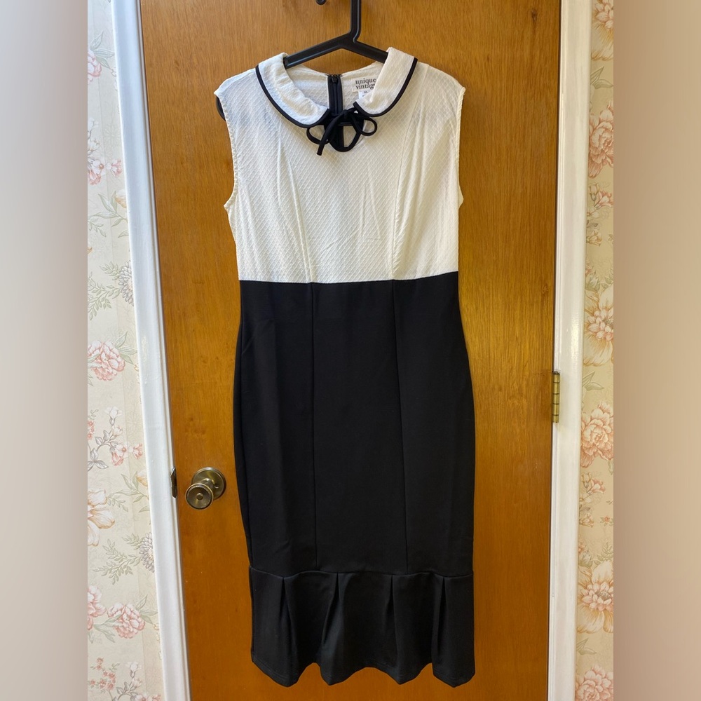 Unique Vintage Brand Black and White Pencil Dress Rockabilly
